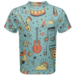 Seamless-pattern-musical-instruments-notes-headphones-player Men s Cotton T-shirt by Amaryn4rt