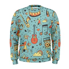 Seamless-pattern-musical-instruments-notes-headphones-player Men s Sweatshirt