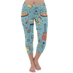 Seamless-pattern-musical-instruments-notes-headphones-player Capri Winter Leggings 