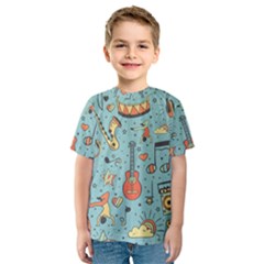 Seamless-pattern-musical-instruments-notes-headphones-player Kids  Sport Mesh T-shirt