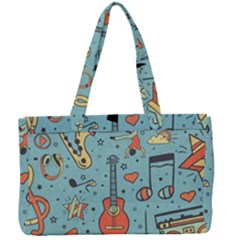 Seamless-pattern-musical-instruments-notes-headphones-player Canvas Work Bag by Amaryn4rt