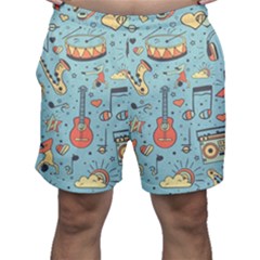 Seamless-pattern-musical-instruments-notes-headphones-player Men s Shorts by Amaryn4rt