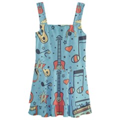 Seamless-pattern-musical-instruments-notes-headphones-player Kids  Layered Skirt Swimsuit by Amaryn4rt