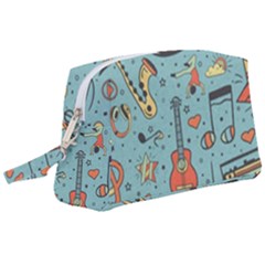 Seamless-pattern-musical-instruments-notes-headphones-player Wristlet Pouch Bag (large) by Amaryn4rt