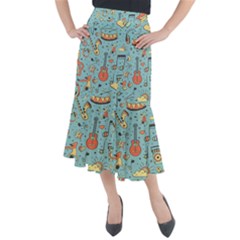 Seamless-pattern-musical-instruments-notes-headphones-player Midi Mermaid Skirt