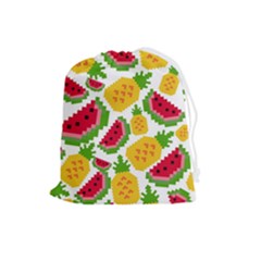 Watermelon-pattern-se-fruit-summer Drawstring Pouch (large) by Amaryn4rt