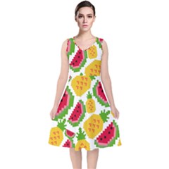 Watermelon-pattern-se-fruit-summer V-neck Midi Sleeveless Dress  by Amaryn4rt