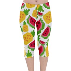 Watermelon-pattern-se-fruit-summer Velvet Capri Leggings  by Amaryn4rt