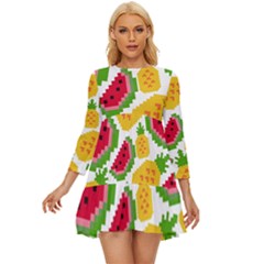 Watermelon-pattern-se-fruit-summer Long Sleeve Babydoll Dress by Amaryn4rt