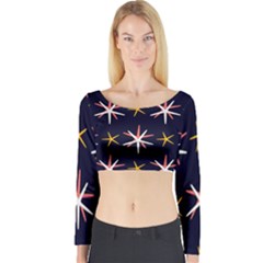 Sea-stars-pattern-sea-texture Long Sleeve Crop Top by Amaryn4rt