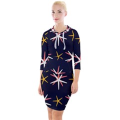 Sea-stars-pattern-sea-texture Quarter Sleeve Hood Bodycon Dress by Amaryn4rt