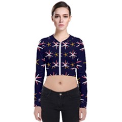 Sea-stars-pattern-sea-texture Long Sleeve Zip Up Bomber Jacket by Amaryn4rt