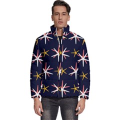 Sea-stars-pattern-sea-texture Men s Puffer Bubble Jacket Coat by Amaryn4rt