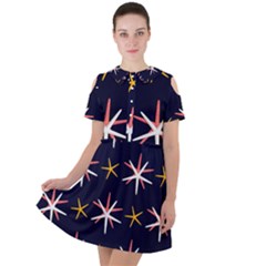 Sea-stars-pattern-sea-texture Short Sleeve Shoulder Cut Out Dress  by Amaryn4rt