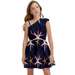 Sea-stars-pattern-sea-texture Kids  One Shoulder Party Dress by Amaryn4rt