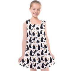 Black-cat-star-christmas-tree Kids  Cross Back Dress by Amaryn4rt