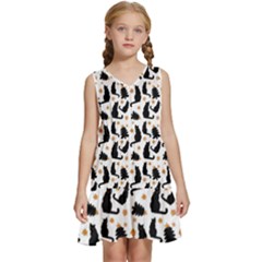 Black-cat-star-christmas-tree Kids  Sleeveless Tiered Mini Dress by Amaryn4rt