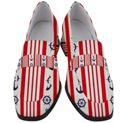 Nautical-papers-nautical-background Women s Chunky Heel Loafers by Amaryn4rt