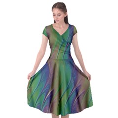 Texture-abstract-background Cap Sleeve Wrap Front Dress