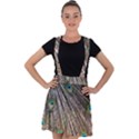 Peacock-feathers-pattern-colorful Velvet Suspender Skater Skirt View1