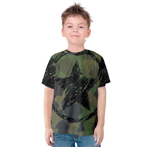 Military-camouflage-design Kids  Cotton T-shirt by Amaryn4rt