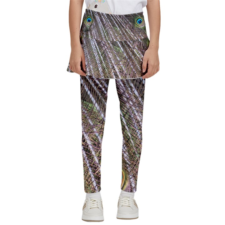 Peacock-feathers-pattern-colorful Kids  Skirted Pants