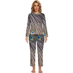 Peacock-feathers-pattern-colorful Womens  Long Sleeve Lightweight Pajamas Set