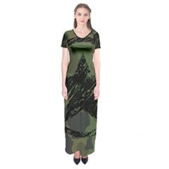 Military-camouflage-design Short Sleeve Maxi Dress by Amaryn4rt