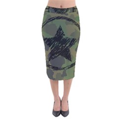 Military-camouflage-design Velvet Midi Pencil Skirt by Amaryn4rt