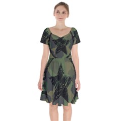 Military-camouflage-design Short Sleeve Bardot Dress by Amaryn4rt