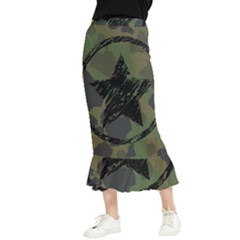 Military-camouflage-design Maxi Fishtail Chiffon Skirt