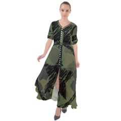 Military-camouflage-design Waist Tie Boho Maxi Dress by Amaryn4rt