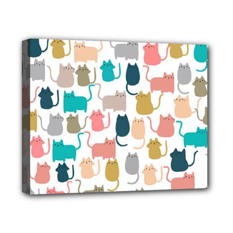 Cute-seamless-pattern-happy-kitty-kitten-cat Canvas 10  X 8  (stretched) by Amaryn4rt