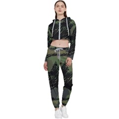 Military-camouflage-design Cropped Zip Up Lounge Set by Amaryn4rt