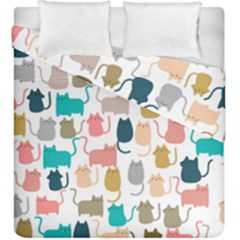 Cute-seamless-pattern-happy-kitty-kitten-cat Duvet Cover Double Side (king Size) by Amaryn4rt