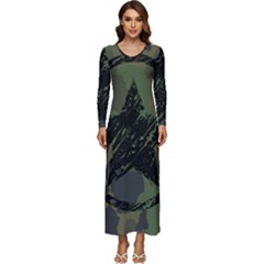 Military-camouflage-design Long Sleeve Longline Maxi Dress by Amaryn4rt