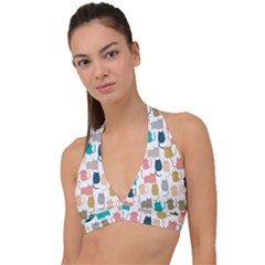 Cute-seamless-pattern-happy-kitty-kitten-cat Halter Plunge Bikini Top by Amaryn4rt