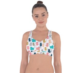 Cute-seamless-pattern-happy-kitty-kitten-cat Cross String Back Sports Bra