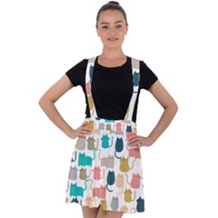 Cute-seamless-pattern-happy-kitty-kitten-cat Velvet Suspender Skater Skirt by Amaryn4rt