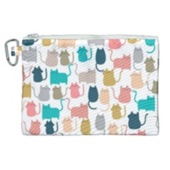 Cute-seamless-pattern-happy-kitty-kitten-cat Canvas Cosmetic Bag (xl) by Amaryn4rt