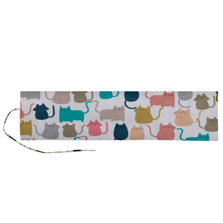 Cute-seamless-pattern-happy-kitty-kitten-cat Roll Up Canvas Pencil Holder (L)