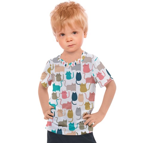 Cute-seamless-pattern-happy-kitty-kitten-cat Kids  Sports T-shirt by Amaryn4rt