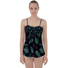 Geometric-seamless-pattern Babydoll Tankini Top