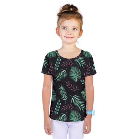 Abstract-seamless-pattern-with-tropical-leaves-hand-draw-texture-vector Kids  One Piece T-shirt by Amaryn4rt