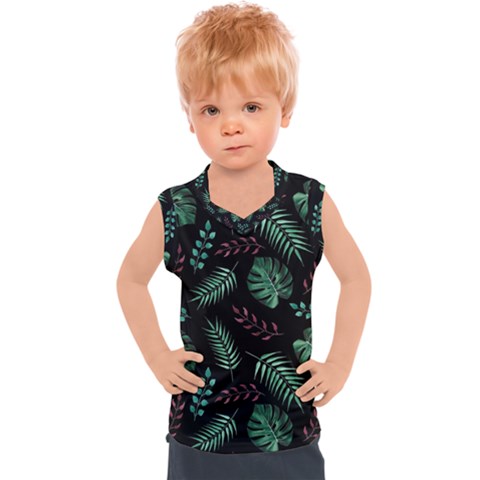 Abstract-seamless-pattern-with-tropical-leaves-hand-draw-texture-vector Kids  Sport Tank Top by Amaryn4rt