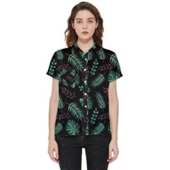 Abstract-seamless-pattern-with-tropical-leaves-hand-draw-texture-vector Short Sleeve Pocket Shirt by Amaryn4rt