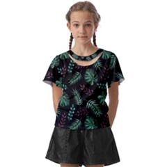 Abstract-seamless-pattern-with-tropical-leaves-hand-draw-texture-vector Kids  Front Cut T-shirt by Amaryn4rt