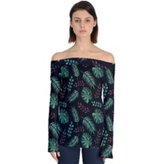 Mixed-background-patterns Off Shoulder Long Sleeve Top by Amaryn4rt