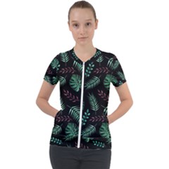 Memphis-seamless-patterns-abstract-jumble-textures Short Sleeve Zip Up Jacket by Amaryn4rt