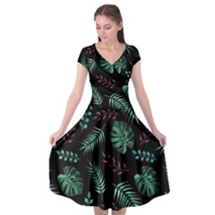 Abstract-seamless-pattern-with-tropical-leaves Cap Sleeve Wrap Front Dress by Amaryn4rt